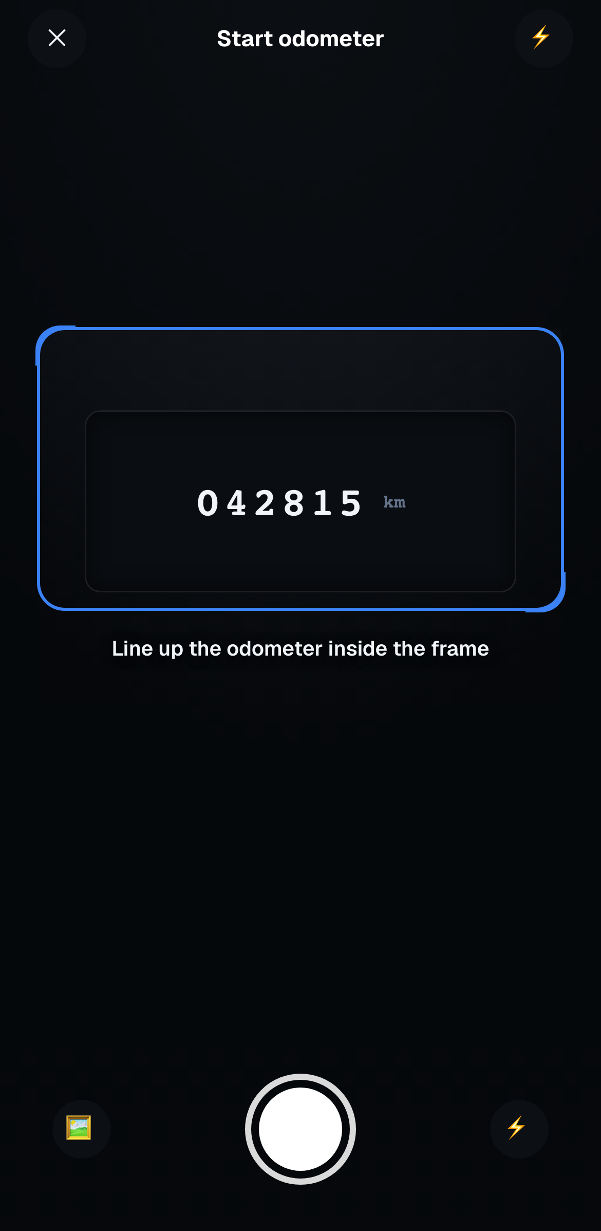 Live odometer capture screen